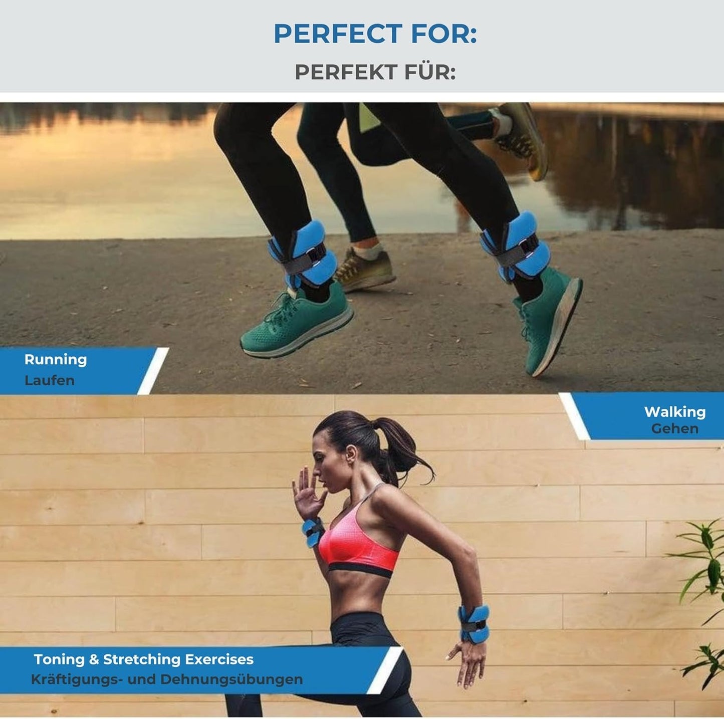 AIRM  Gewichtsmanschetten – Fuß- & Handgelenkgewichte mit Klett & Sandfüllung (8117)