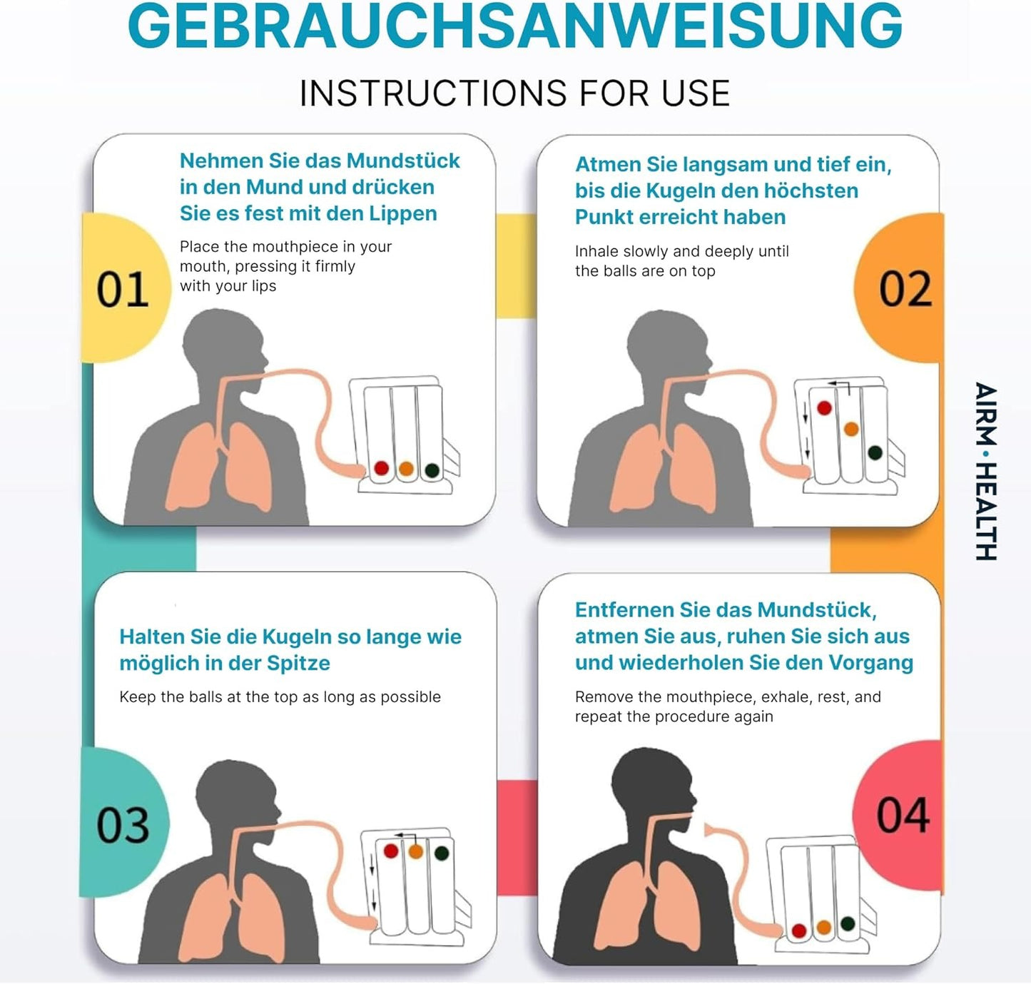 AIRM 3-Kammer Atemtrainer – Lungentrainer für Atemtraining & Reha (8442)