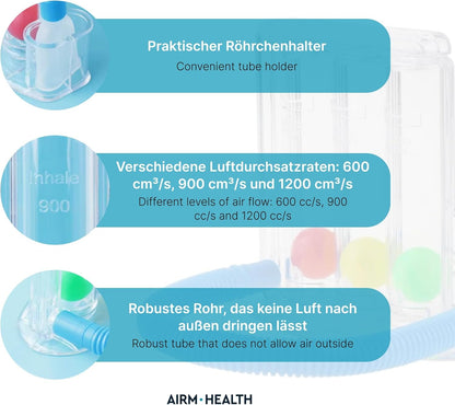 AIRM 3-Kammer Atemtrainer – Lungentrainer für Atemtraining & Reha (8442)