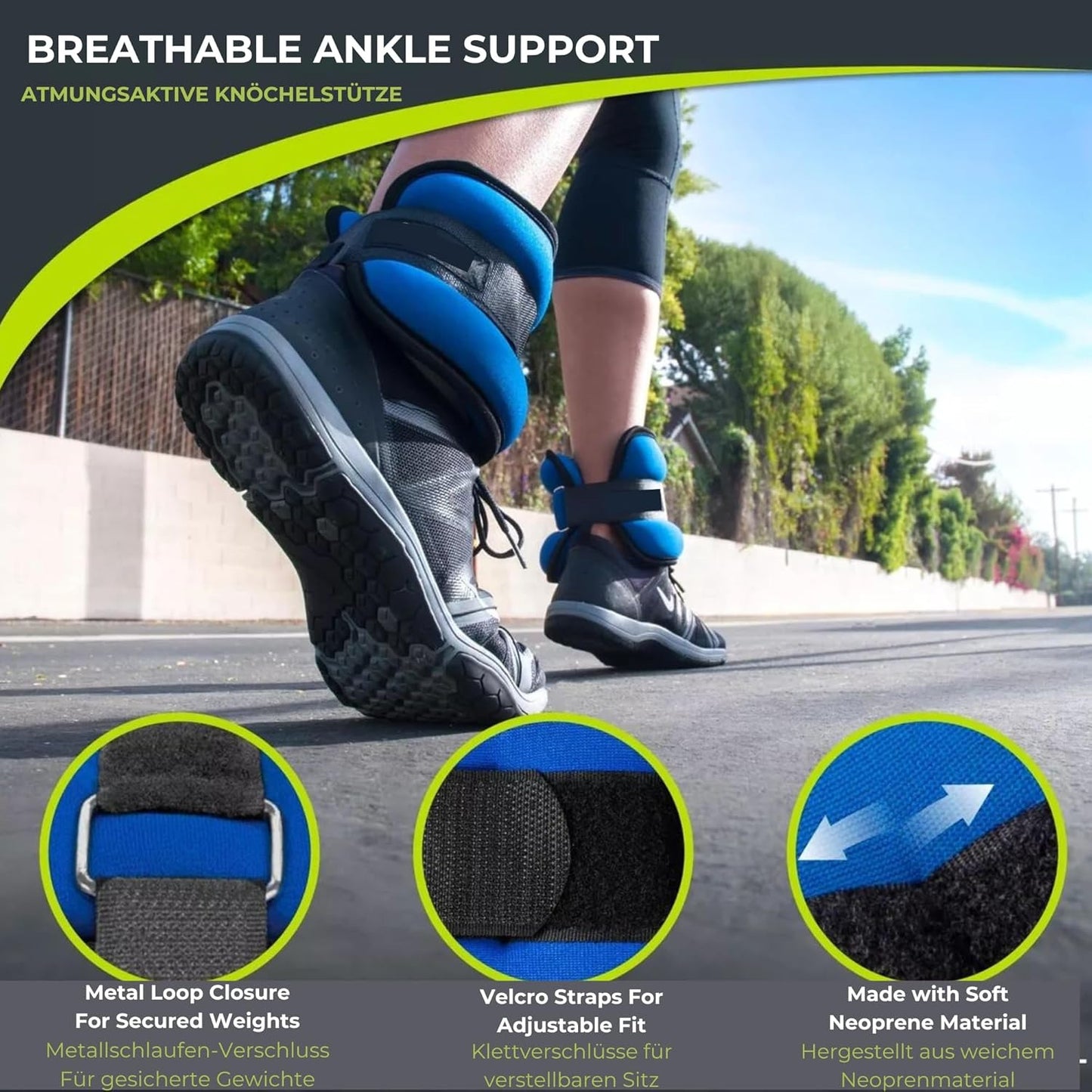 AIRM  Gewichtsmanschetten – Fuß- & Handgelenkgewichte mit Klett & Sandfüllung (8117)